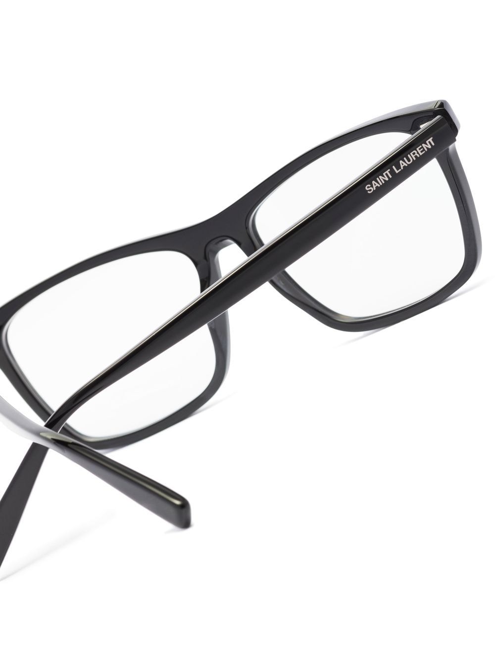 Shop Saint Laurent Rectnagular-frame Eyeglasses In Schwarz