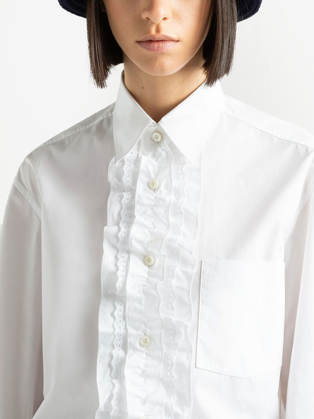 Prada ruffle-front Poplin Shirt - Farfetch