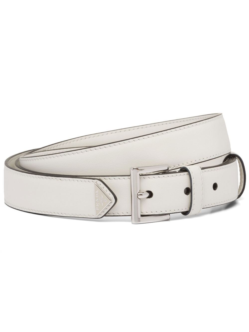 

Prada triangle-logo belt - White