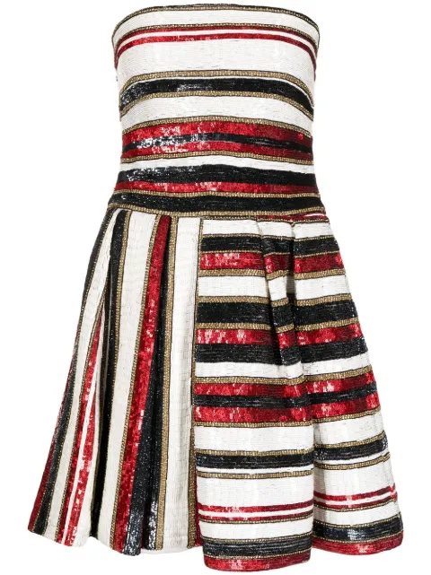 Zuhair Murad sequinned stripe-print mini dress