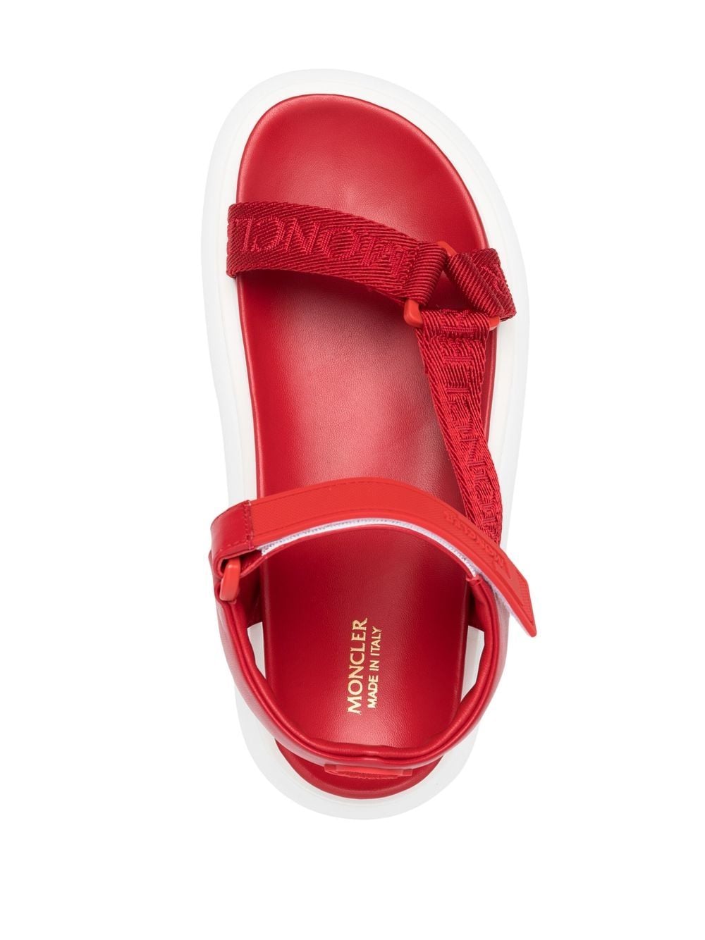 Shop Moncler Multi-strap Flatform Sandal In Red