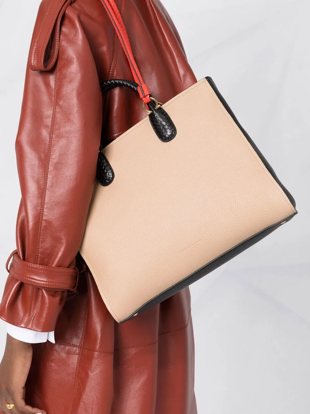 Ferragamo Gancio leren shopper Beige
