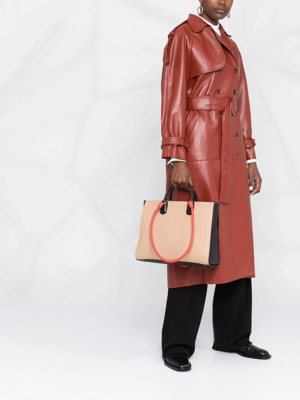 Ferragamo Gancio leren shopper - Beige