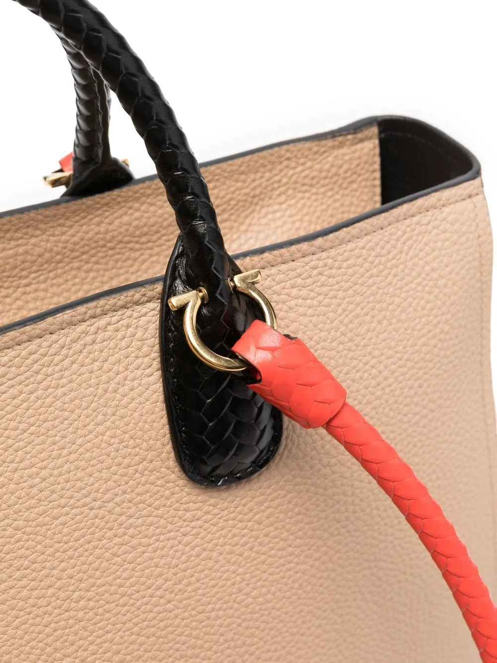Ferragamo Gancio leren shopper Beige