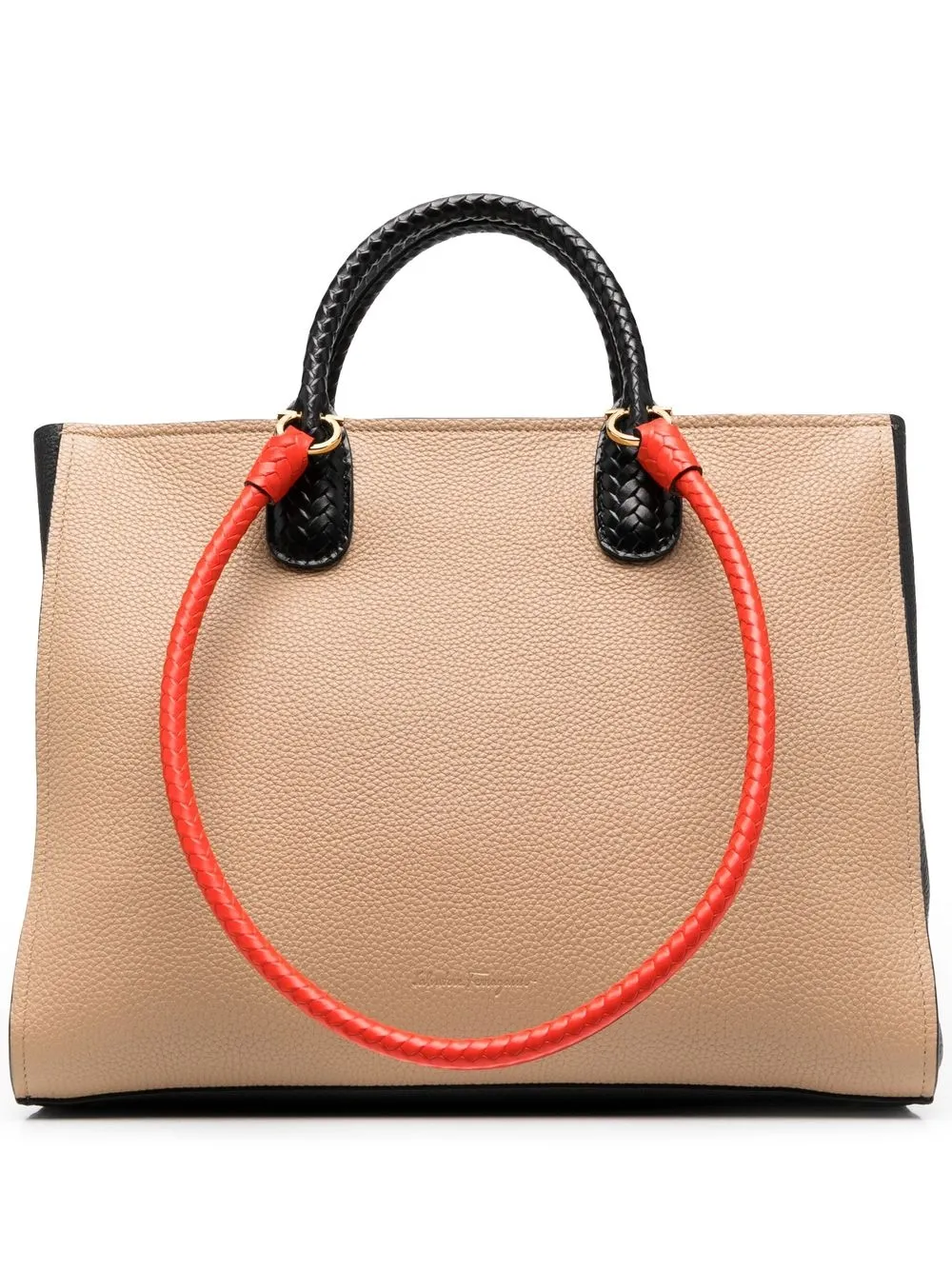 Ferragamo Gancio leren shopper Beige
