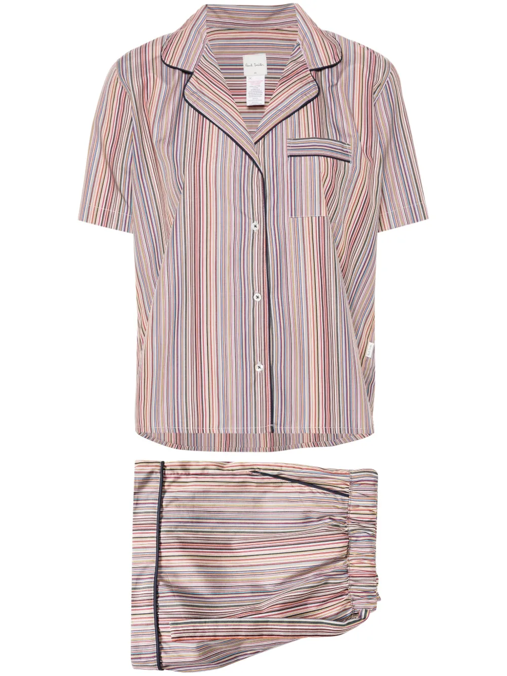 stripe-print two-piece pajama set