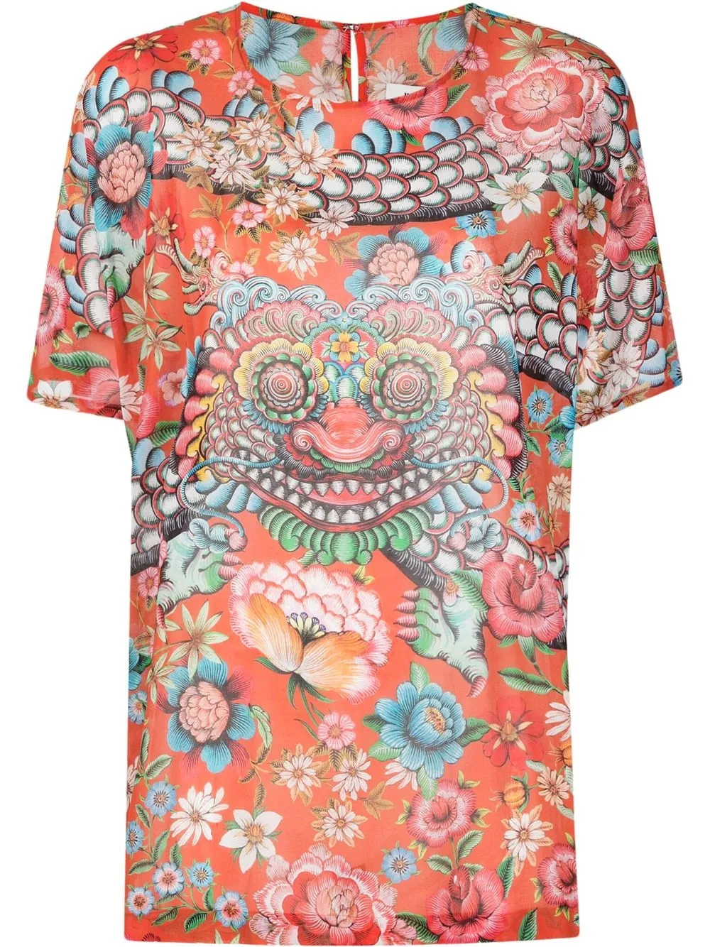 

Junya Watanabe playera con estampado gráfico - Naranja