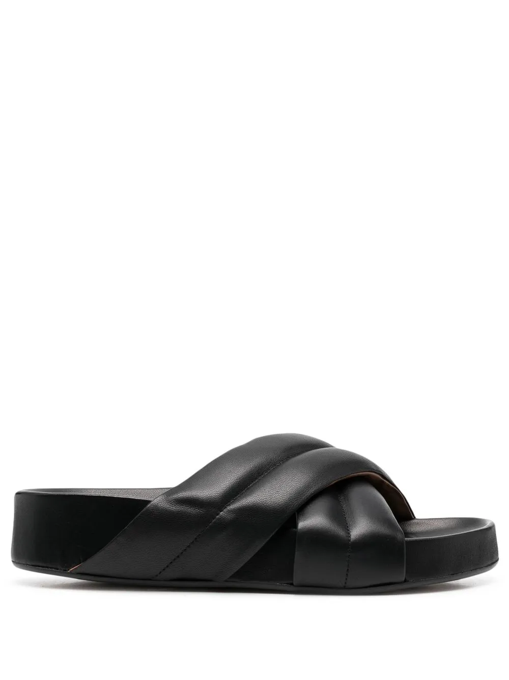 Atp Atelier Black Airali Crossover Leather Sandals In Black