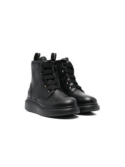 Alexander McQueen Kids - leather lace-up ankle boots