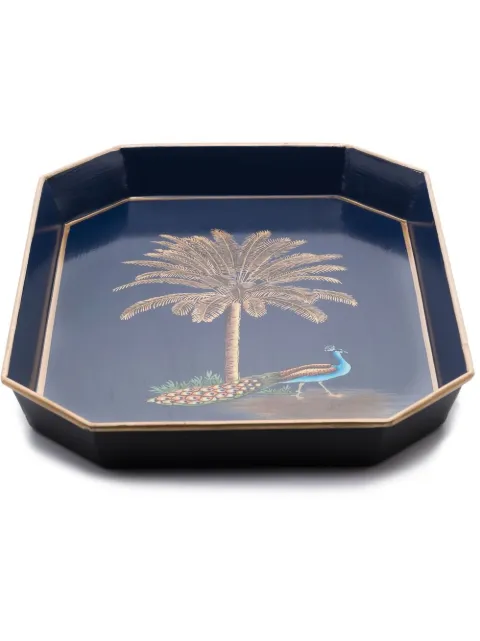 Les-Ottomans peacock-pattern hand-painted tray