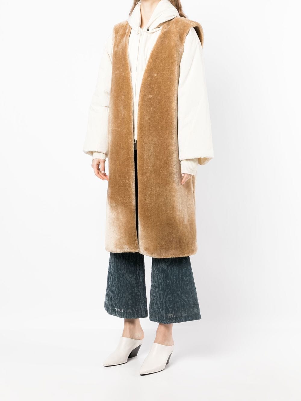 Shop Muller Of Yoshiokubo Faux-fur Panel Cardi-coat In White