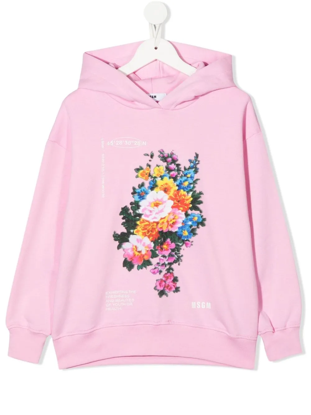 

MSGM Kids hoodie con estampado floral - Rosado