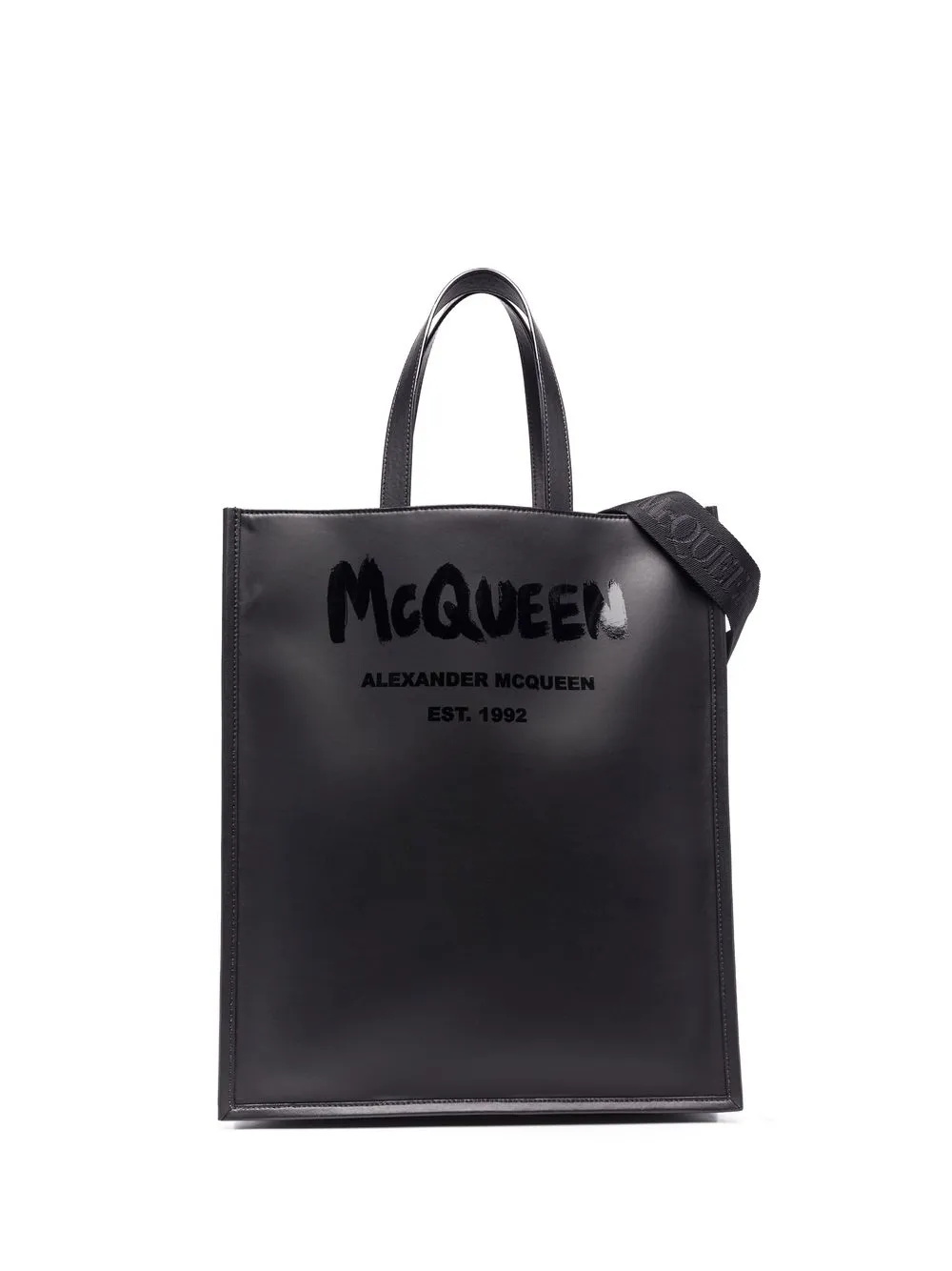 

Alexander McQueen tote con logo estampado - Negro