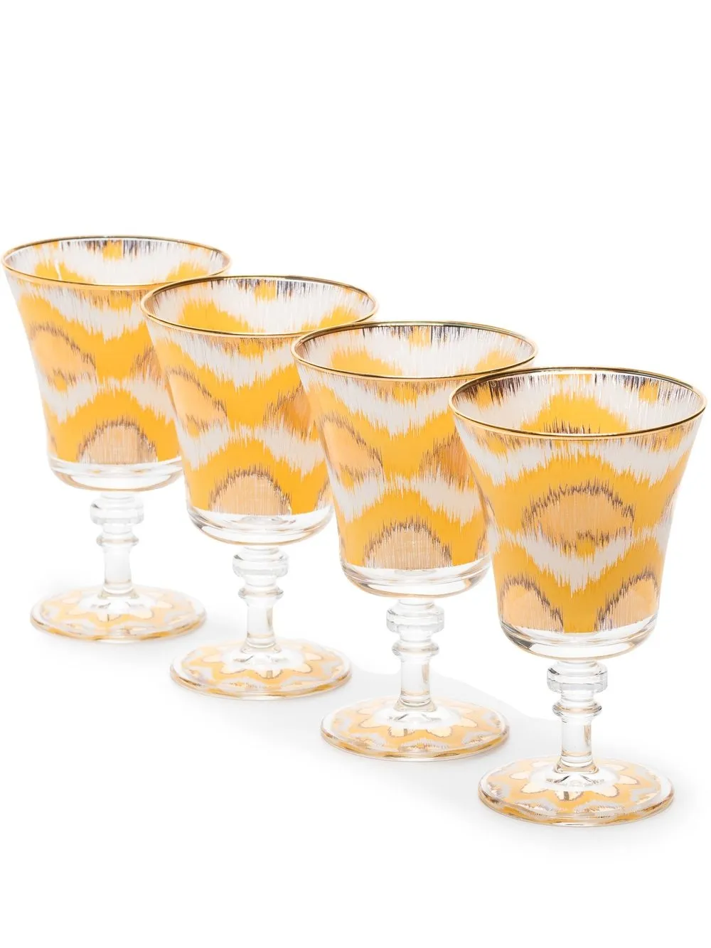 

Les-Ottomans pack de cuatro vasos con estampado Ikat - Amarillo