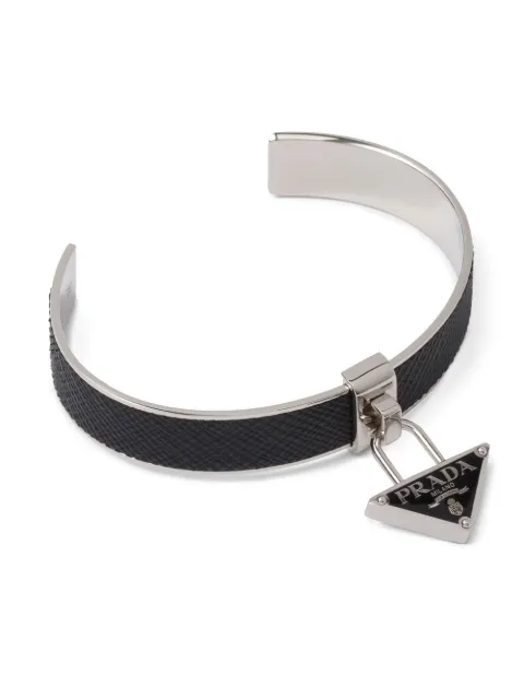 Prada triangle-logo-charm cuff bracelet