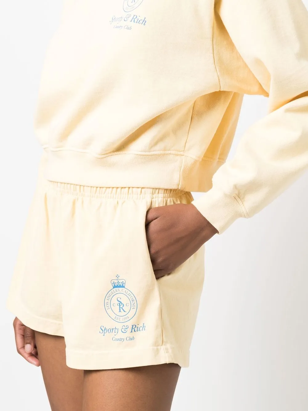 Sporty And Rich Logo Track Shorts In Neutrals