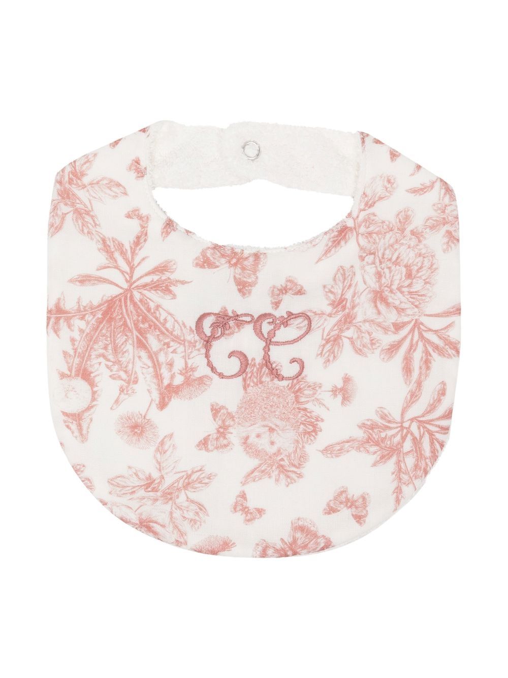 Tartine Et Chocolat botanical-print embroidered bib - White