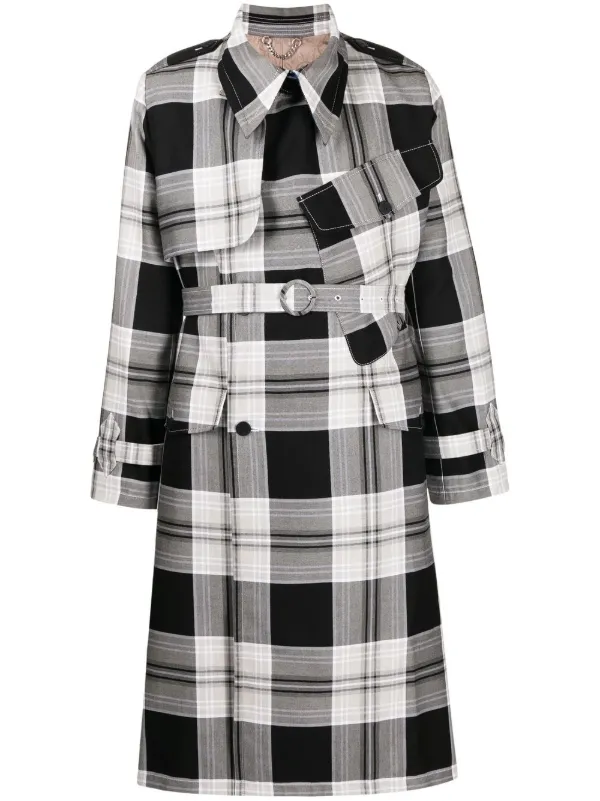 Charles Jeffrey Loverboy tartan-check Asymmetric Trench Coat