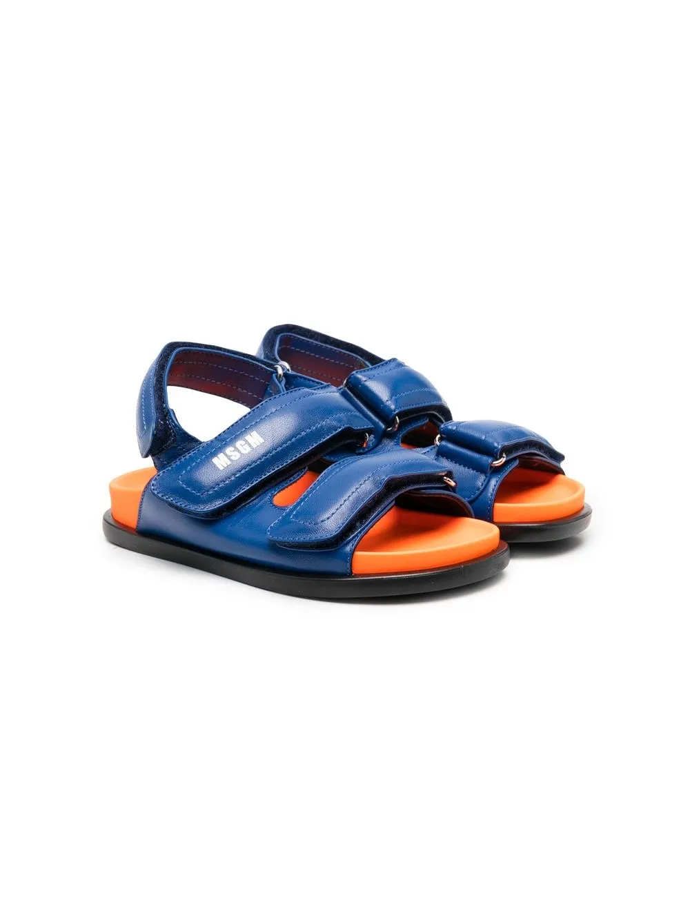 

MSGM Kids colour-block touchstrap sandals - Blue