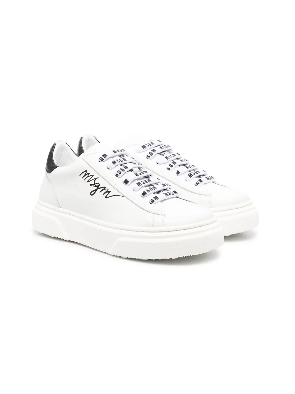 

MSGM Kids TEEN logo lace-up sneakers - White