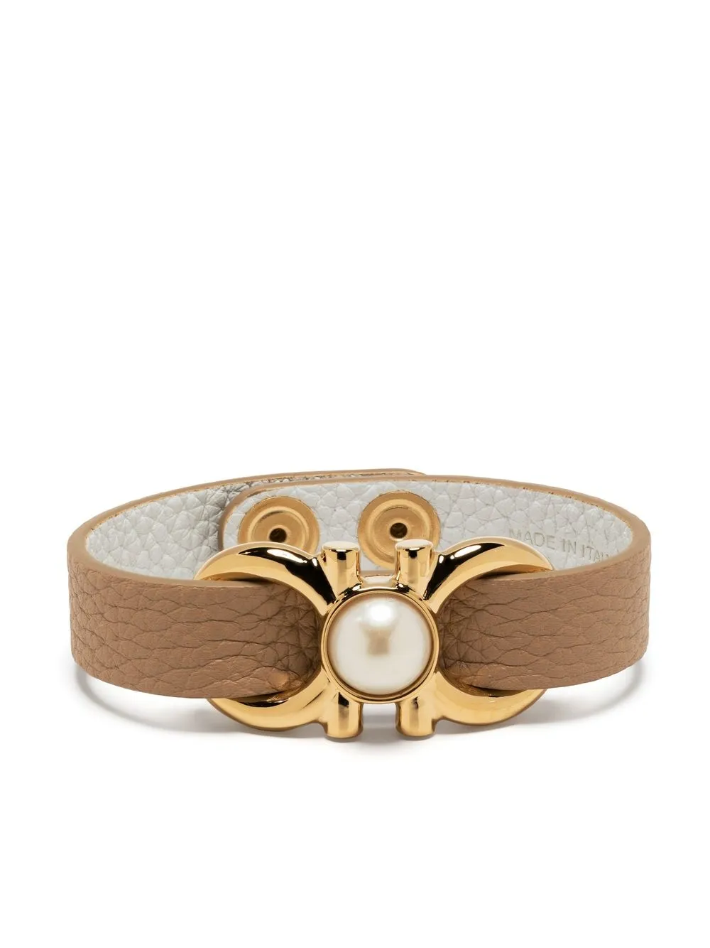 Ferragamo Gancini Cracked-effect Bracelet In Neutrals