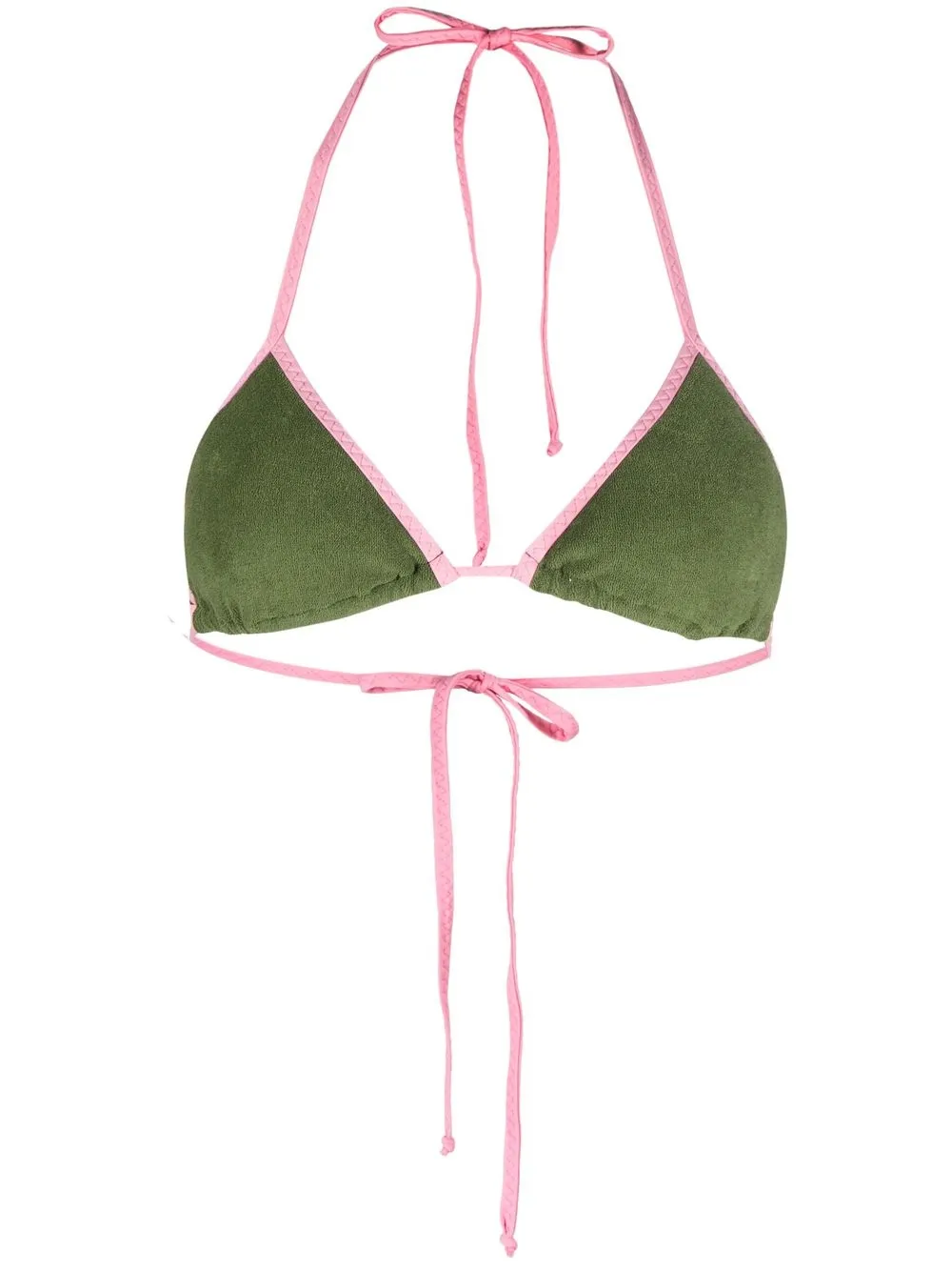 

MC2 Saint Barth top de bikini con ribete en contraste - Verde