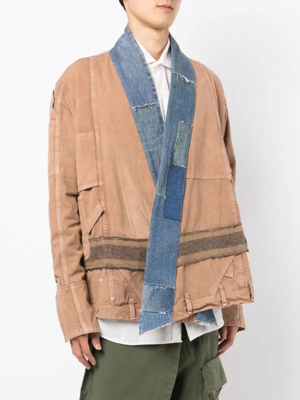 Greg Lauren patchwork-design denim-trim Jacket | Brown | FARFETCH