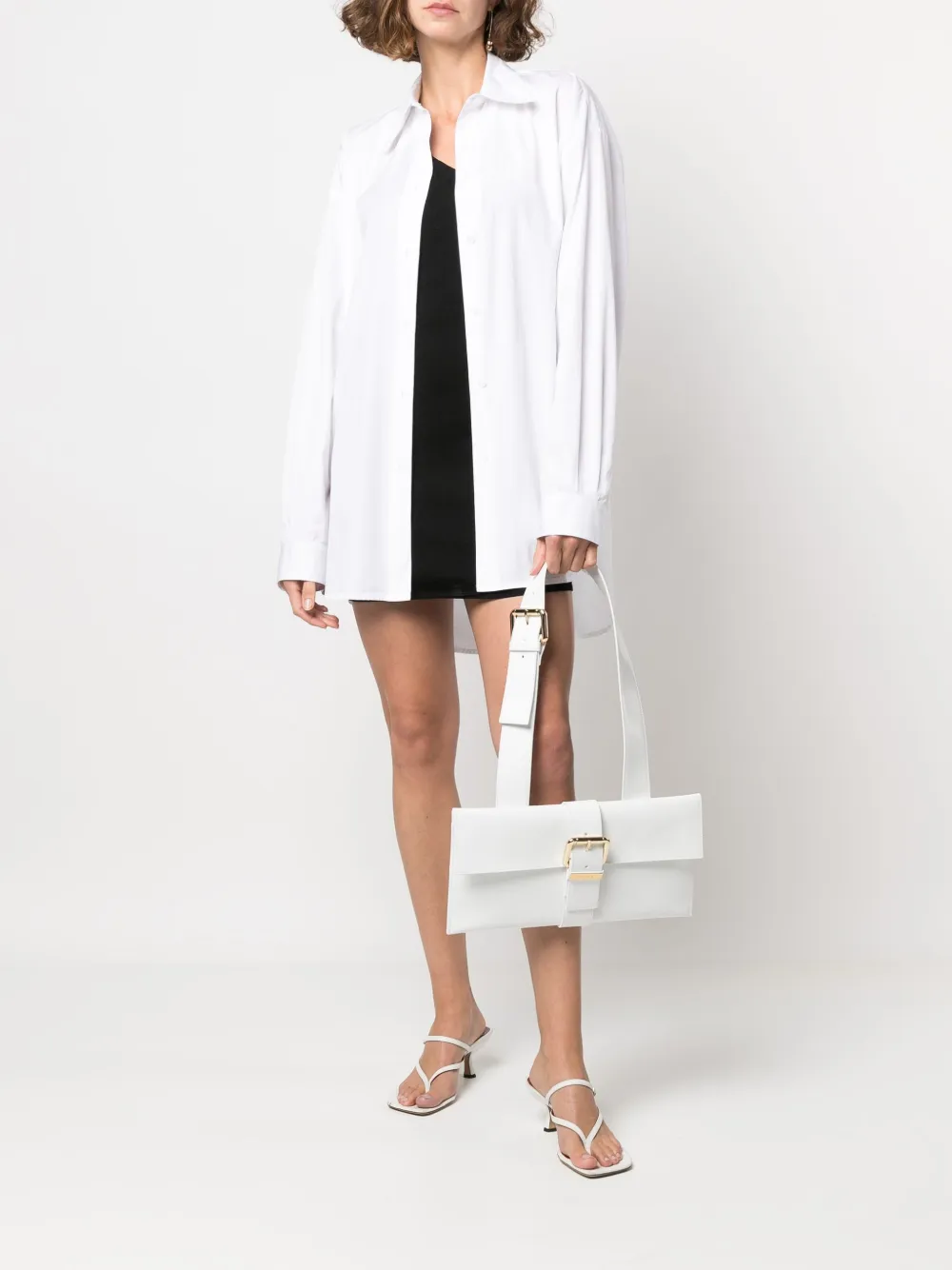 By Far Carol Buckleembellished Shoulder Bag In White ModeSens