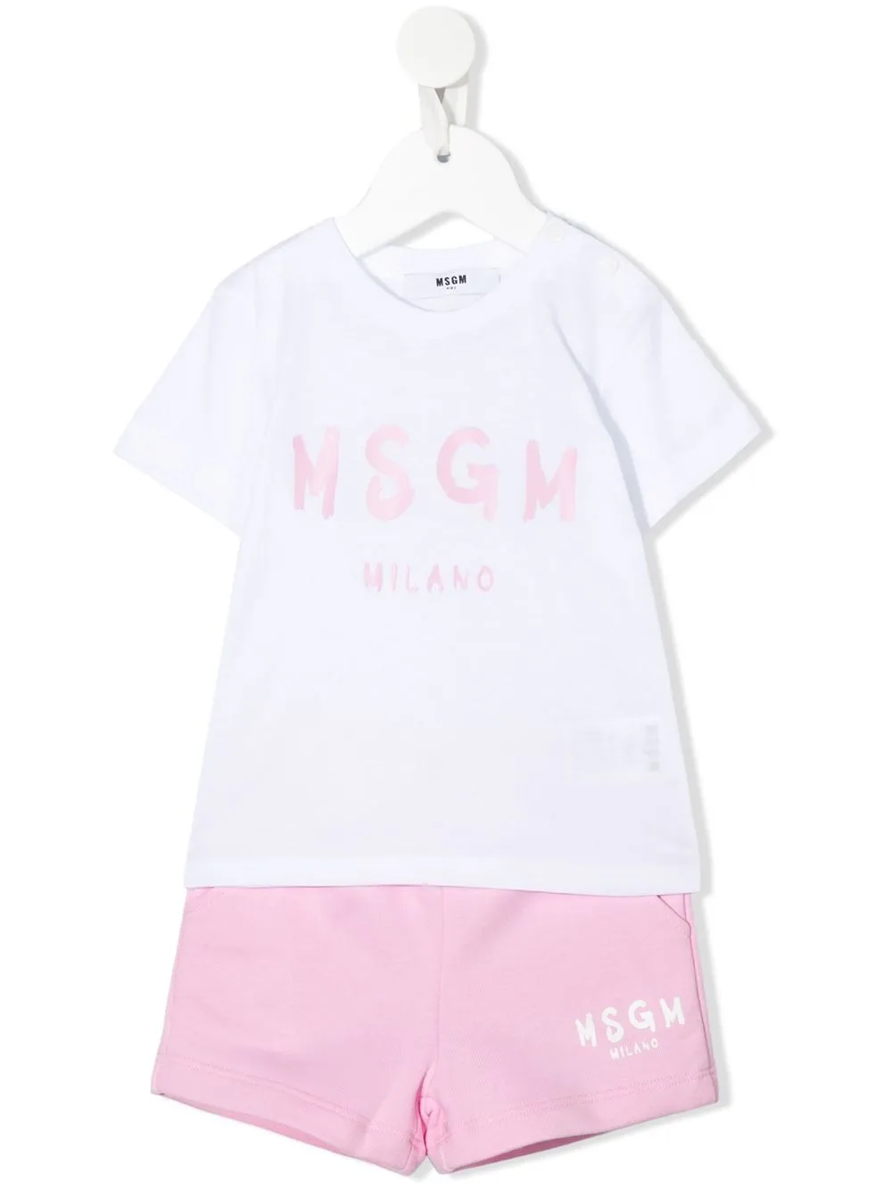 

MSGM Kids logo-print short sets - White