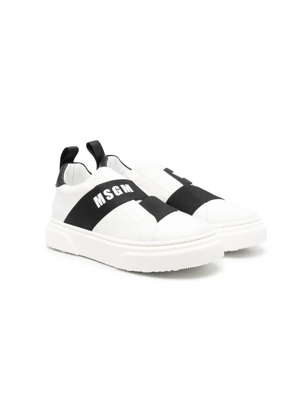 

MSGM Kids TEEN leather logo-band sneakers - White