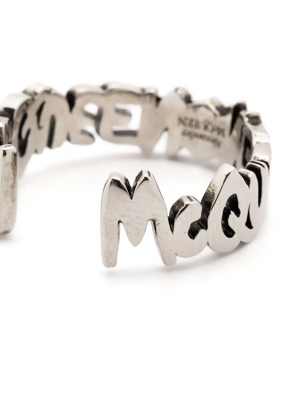 Alexander McQueen Ring met logo - Zilver