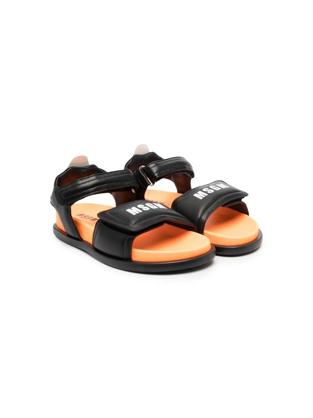 

MSGM Kids sandalias con logo estampado - Negro