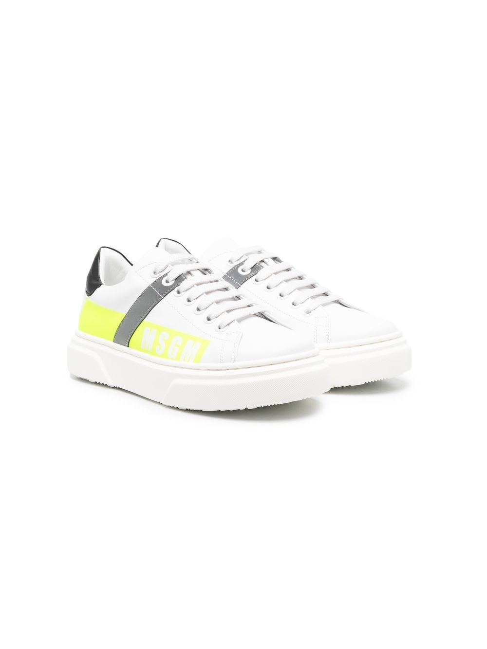 

MSGM Kids tenis con agujetas y logo estampado - Blanco