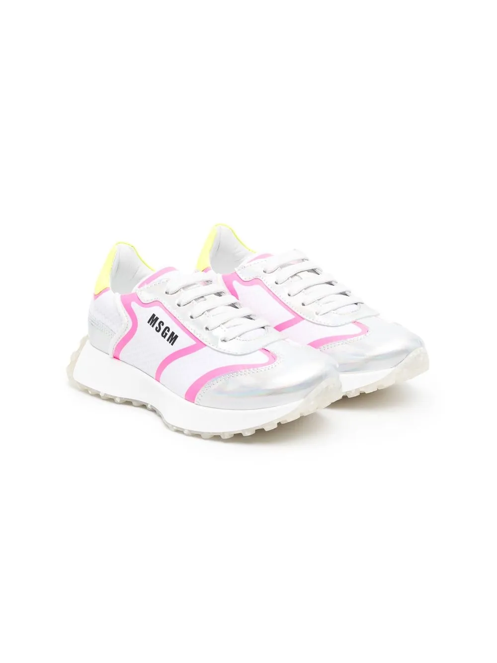 

MSGM Kids tenis con logo estampado - Blanco