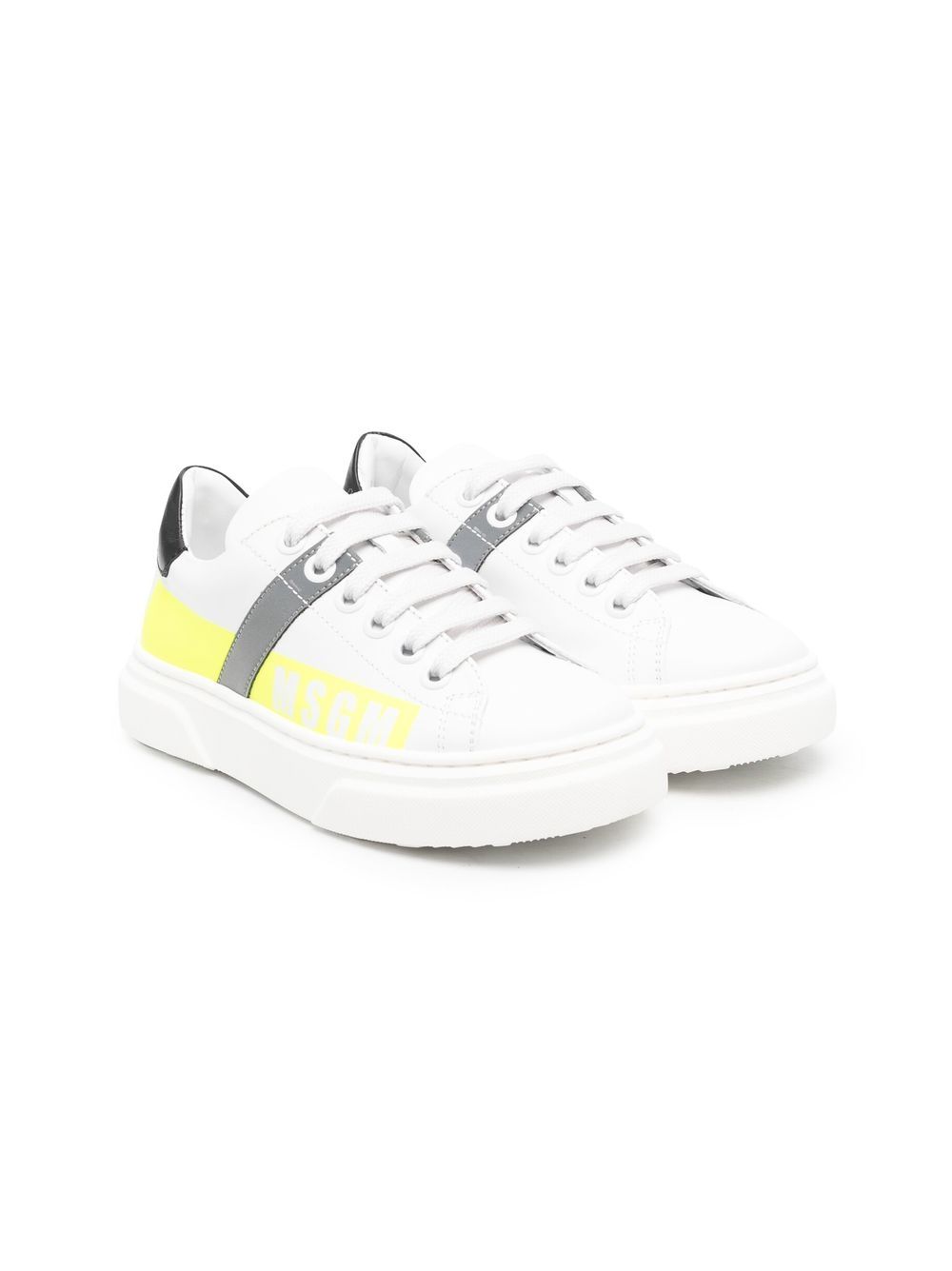 

MSGM Kids tenis con agujetas y logo estampado - Blanco