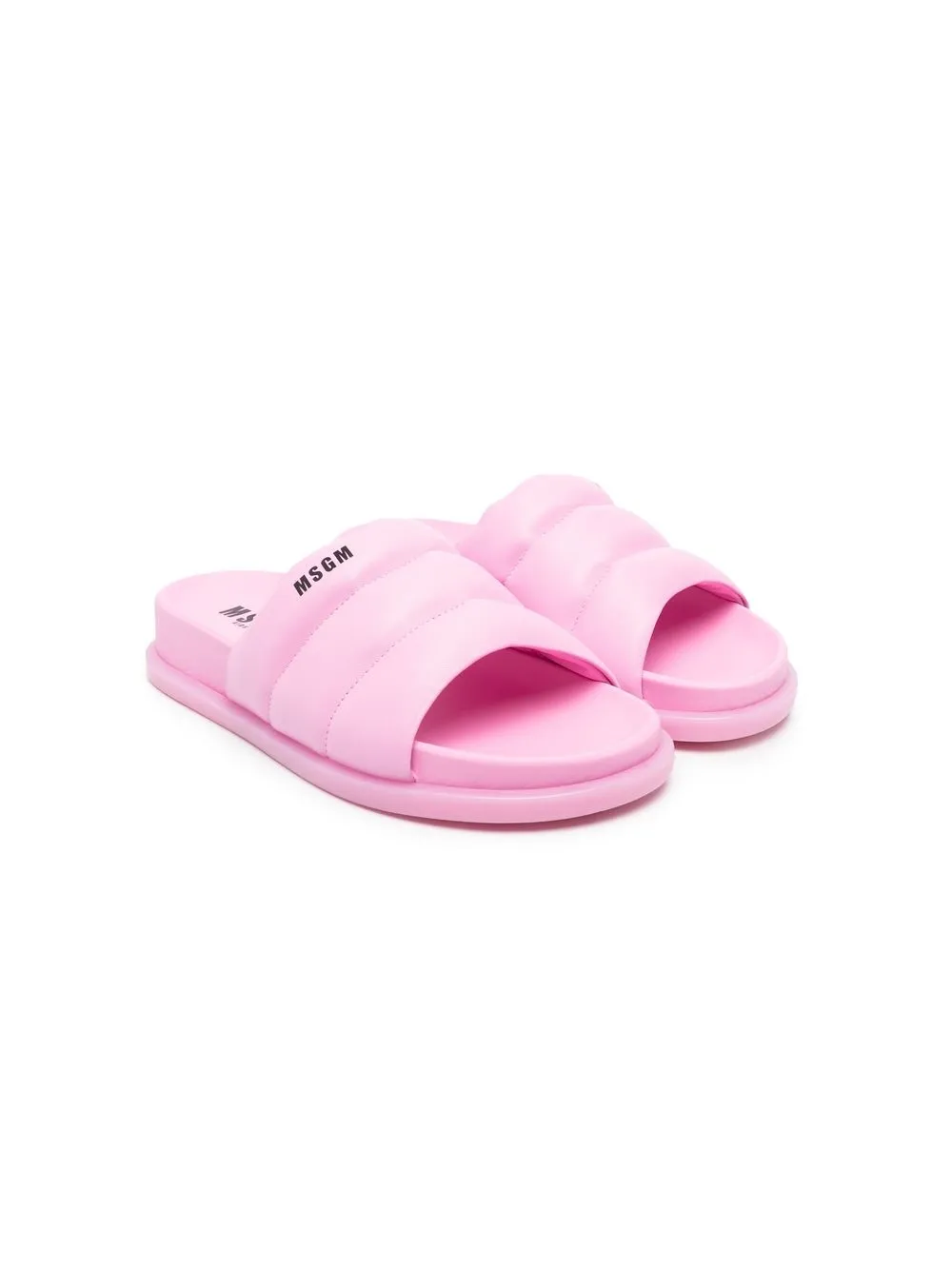 

MSGM Kids sandalias planas con logo estampado - Rosado