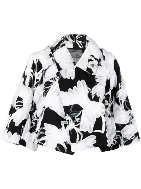 Blazer Femme Comme Des Garçons Imprimé Fleurs - Taille S Gris, Neuf Sans étiquette