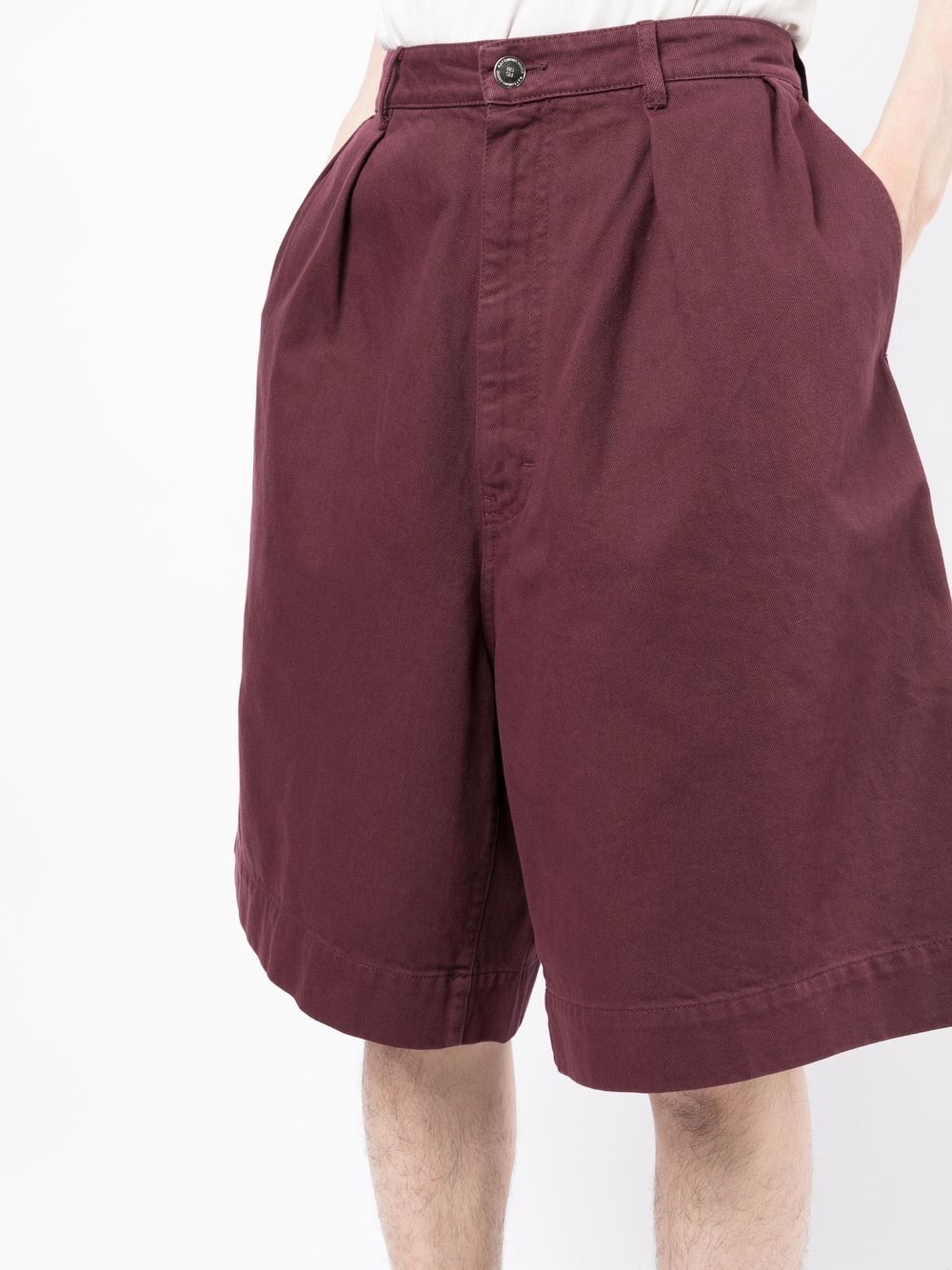 Shop Raf Simons Pleat-detail Cotton Bermuda Shorts In 紫色