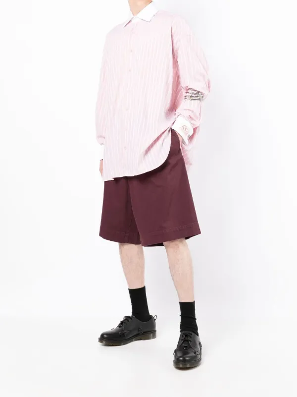 パンツ 07SS RAF SIMONS cotton shorts archive Raf Simons pleat-detail Cotton Bermuda Shorts | Purple | FARFETCH