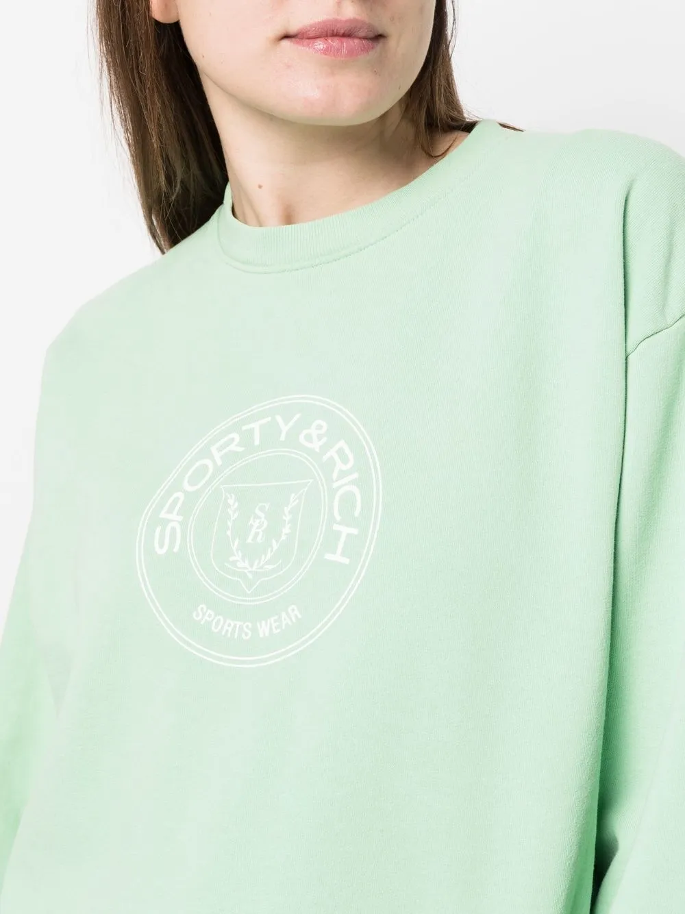 Sporty And Rich Sporty & Rich Logo Print Sweatshirt In Green ModeSens