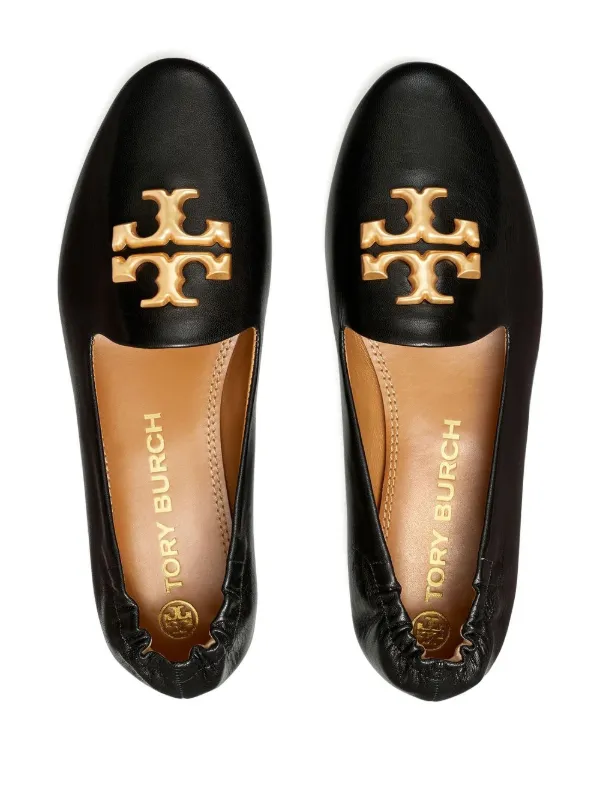 Tory Burch Women's Black Leather Eleanor Ballet Flats Shoes