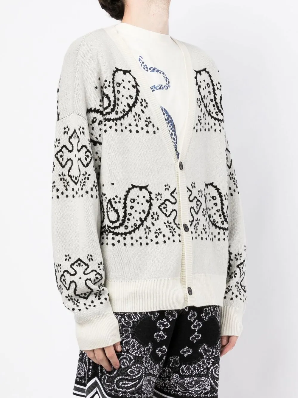  Rhude Cardigan Mit Bandana Streifen   Weiß 