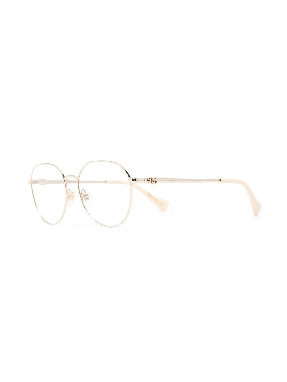Shop Gucci Metallic-effect Round-frame Glasses In Gold