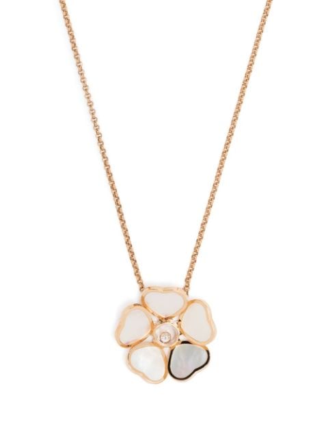 Chopard - 18kt rose gold Happy Hearts Flower diamond necklace