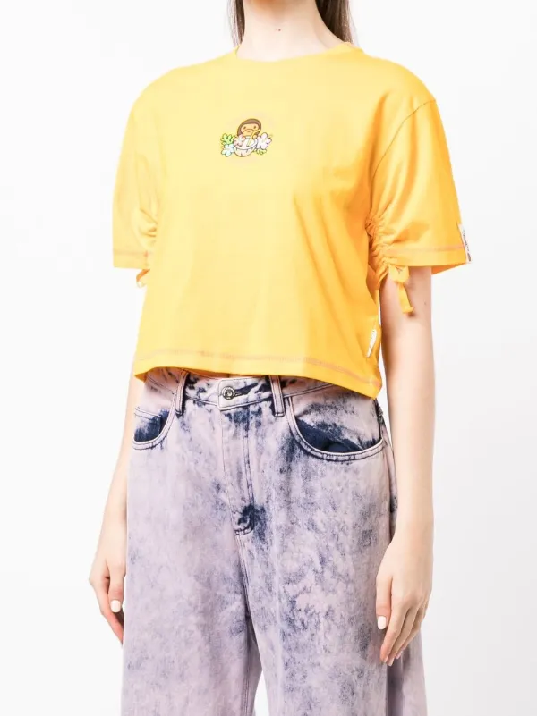 A BATHING APE® logo-print T-shirt | Yellow | FARFETCH