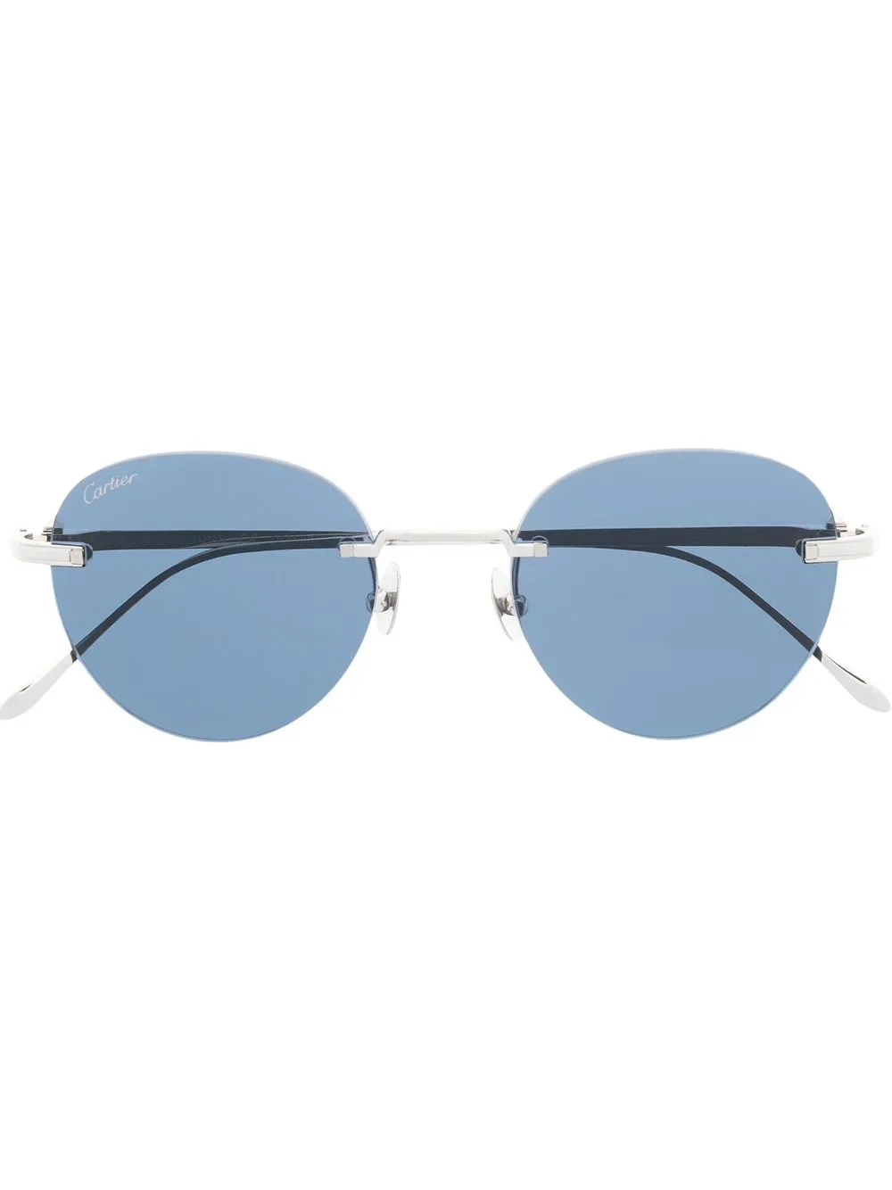 Shop Cartier Pasha Frameless Sunglasses In Silver