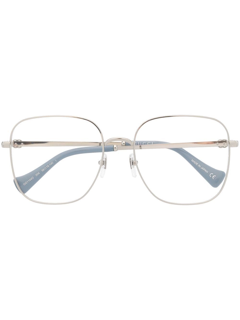 Gucci Metallic Oversized-frame Glasses In Silver
