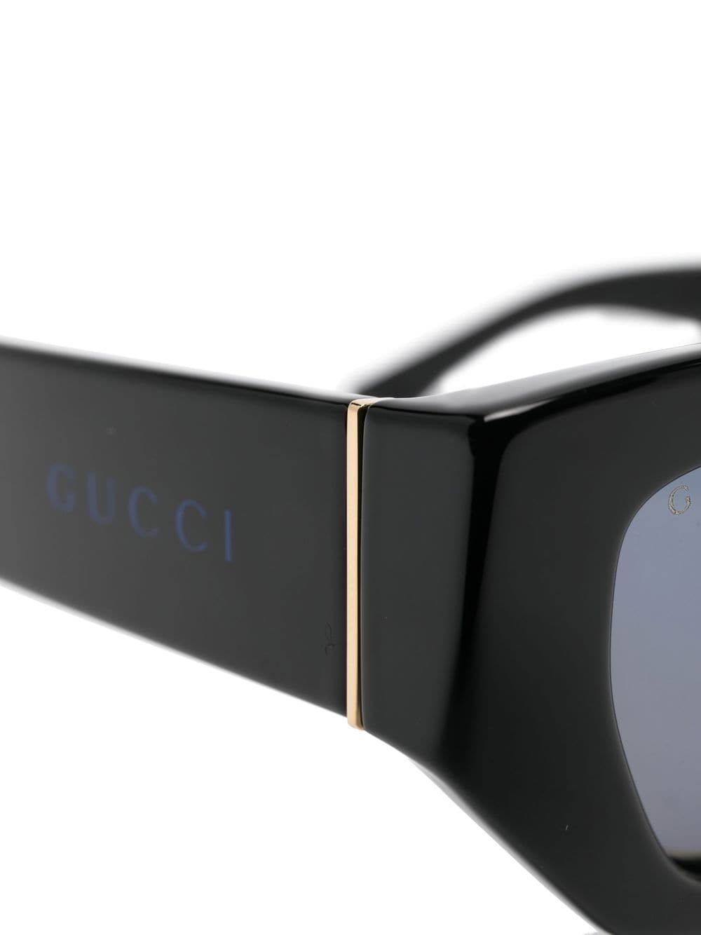 Shop Gucci Logo Rectangular-frame Sunglasses In Black