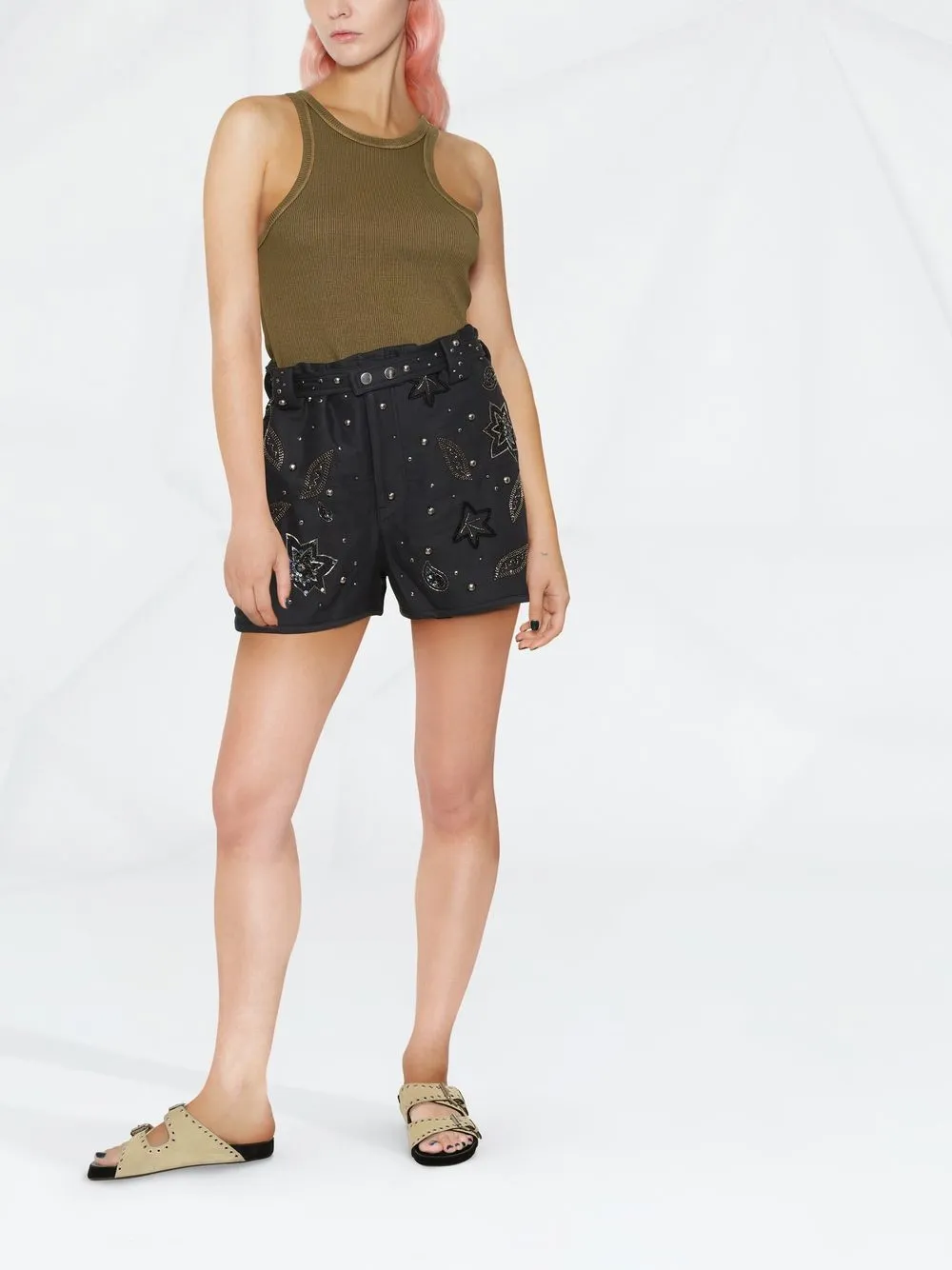 Shop Isabel Marant Kayneliae Embroidered Shorts In Blue