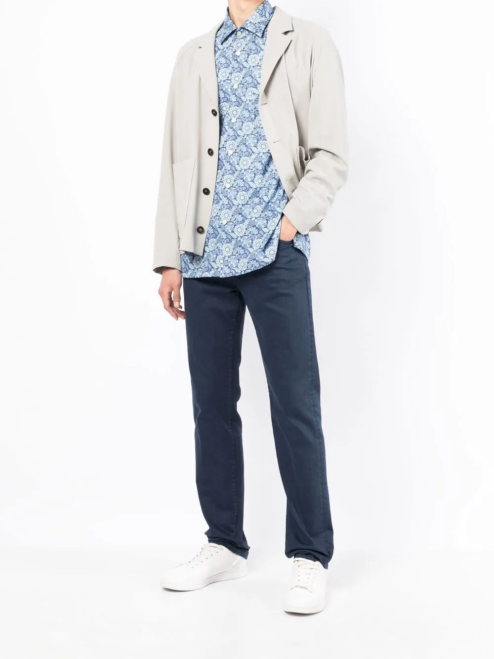 Kiton Slim-fit chino - Blauw